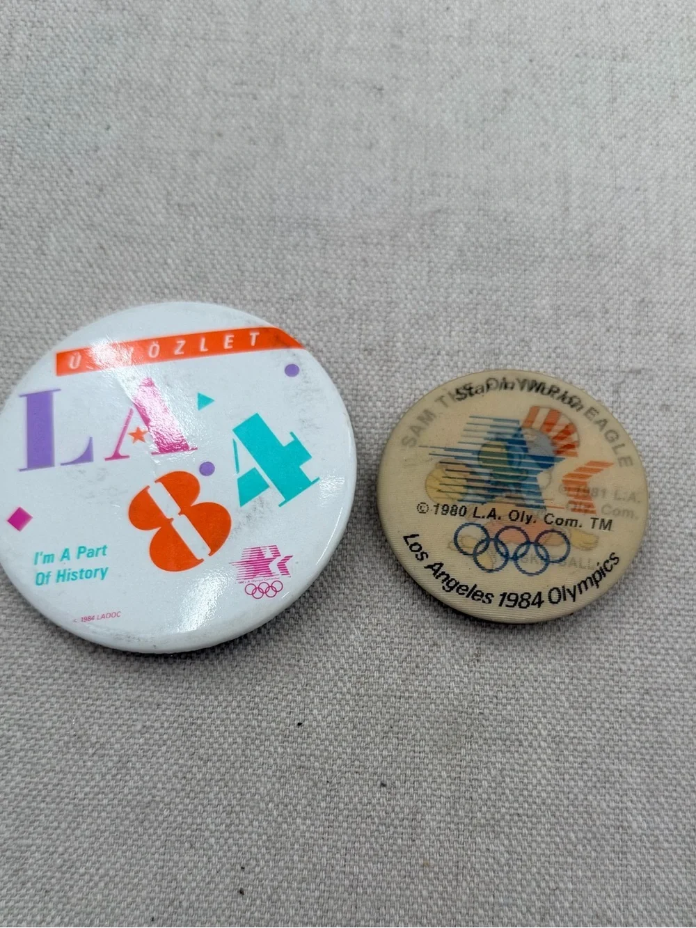 Vintage LA 84 Multi-Color Olympic Pinback Buttons